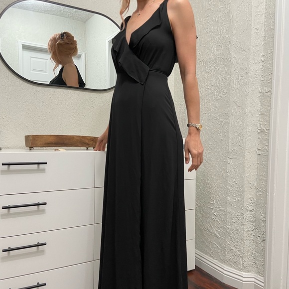 WAYF Black Full Length Wrap Gown Dress Sz XS - Picture 5 of 5